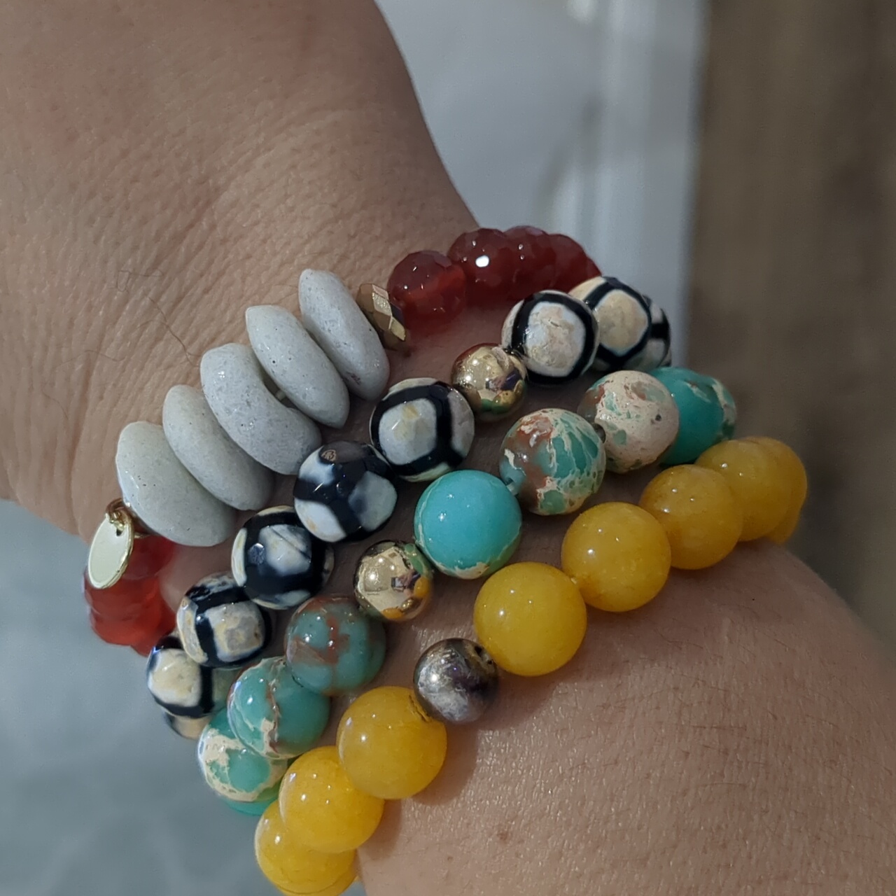 Genuine Gemstones Bracelet Set